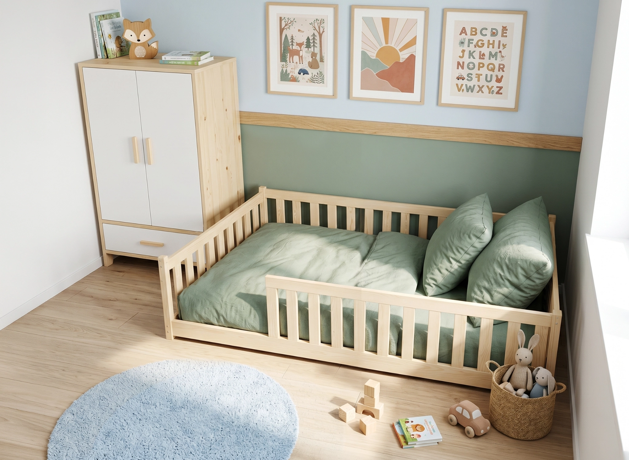 OTIS 120x200 sosna łóżko montessori podłogowe dziecięce  Lano Meble