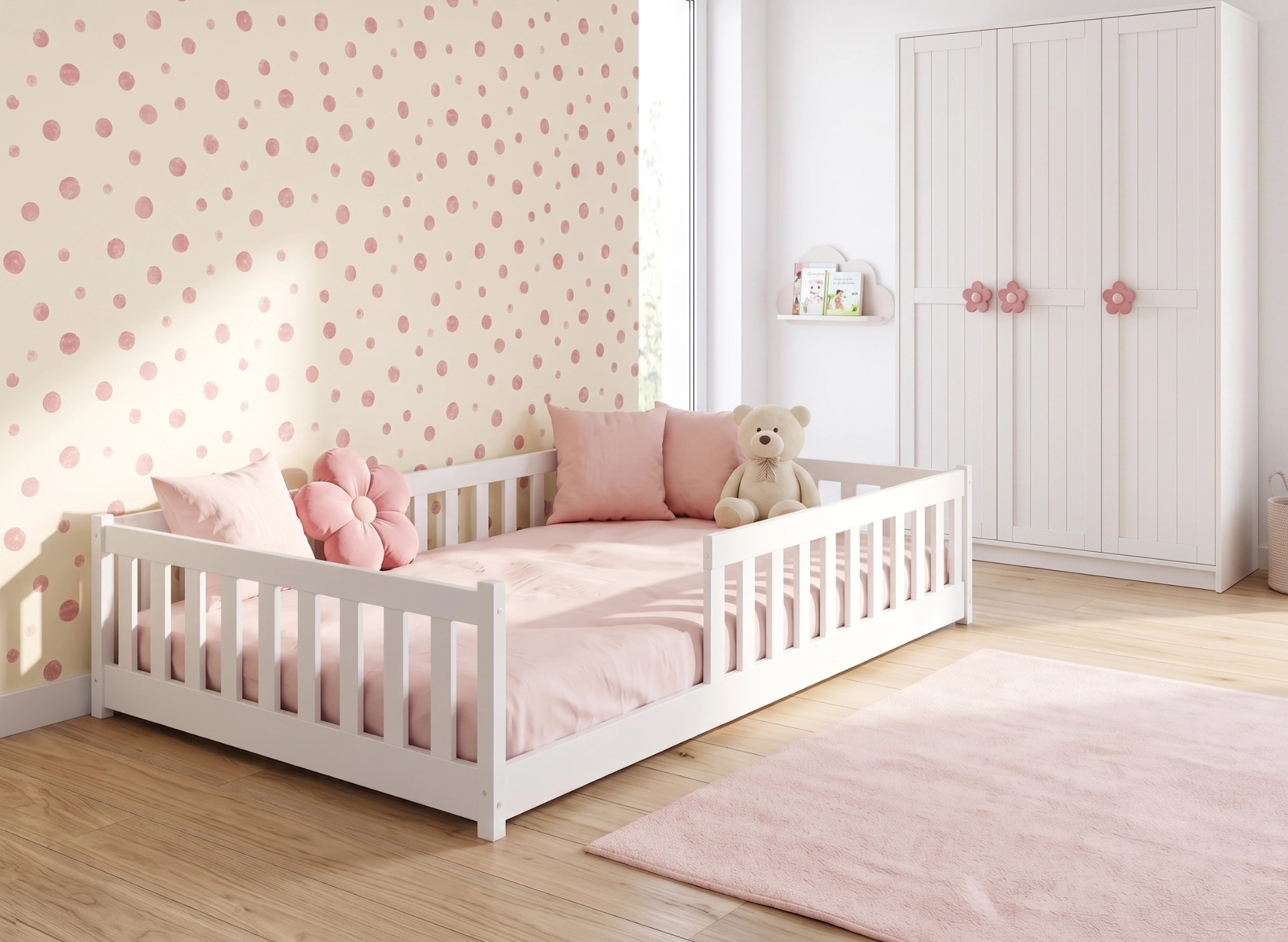 OTIS 120x200 białe łóżko montessori podłogowe dziecięce  Lano Meble